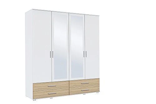 AVANTI TRENDSTORE - Rasant - Armadio ad Ante Battente con 2 Ante con Specchio e 4 cassetti. Laminato di Colore Quercia San...