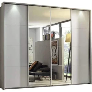 AVANTI TRENDSTORE - Rikk - Armadio ad Ante scorrevoli Legno Laminato, con 4 Ante delle Quali 2 specchiate, di Colore Grigi...