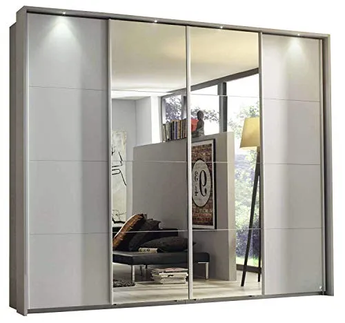 AVANTI TRENDSTORE - Rikk - Armadio ad Ante scorrevoli Legno Laminato, con 4 Ante delle Quali 2 specchiate, di Colore Grigi...