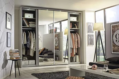 AVANTI TRENDSTORE - Rikk - Armadio ad Ante scorrevoli Legno Laminato, con 4 Ante delle Quali 2 specchiate, di Colore Grigi...