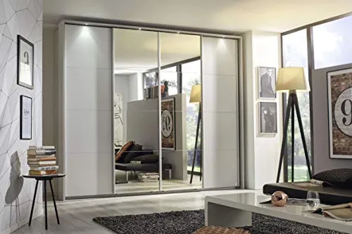 AVANTI TRENDSTORE - Rikk - Armadio ad Ante scorrevoli Legno Laminato, con 4 Ante delle Quali 2 specchiate, di Colore Grigi...