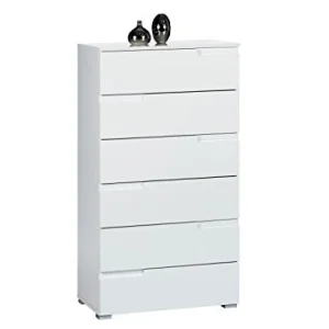 AVANTI TRENDSTORE - Spice - Comò, Cassettiere e Mobile TV, Laminato di Colore Bianco con Anteriore Lucido (Cassettiera Gra...