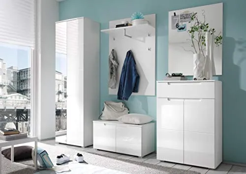 AVANTI TRENDSTORE - Spilla - Arredamento da Ingresso Elegante, Laminato di Colore Bianco Opaco con Lati Anteriori Bianco L...