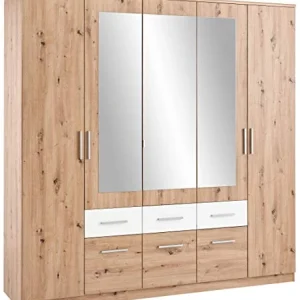 AVANTI TRENDSTORE-Floriana-Struttura Letto Matrimoniale con 2 comodini e cassettoni integrati. Quercia Artisan/Bianco per...
