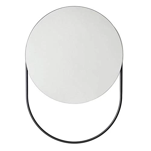 Specchio Bagno con Mensola, Specchio Bagno Rotondo Parete | Specchio per Il Trucco | Specchio da Toeletta con Portasciugam...
