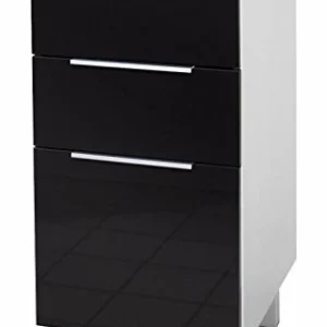 Berlenus CT4BN - Mobile da Cucina Basso, 3 cassetti, 40 cm, Colore: Nero Lucido Belenus