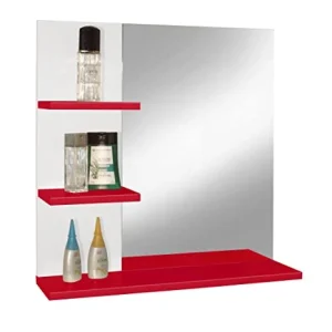 Berlioz Creazioni Mobile con specchio, MDF, Rosso, 60 x 60 cm Berlioz créations