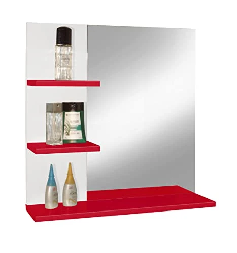 Berlioz Creazioni Mobile con specchio, MDF, Rosso, 60 x 60 cm Berlioz créations
