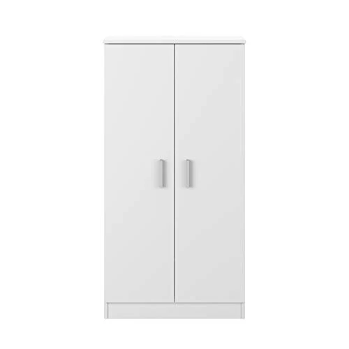 Bridge Armadio Multiuso, Armadio Legno 7 Ripiani, Armadio 2 Ante, 108 x 55 x 36 cm, Bianco Bricozone