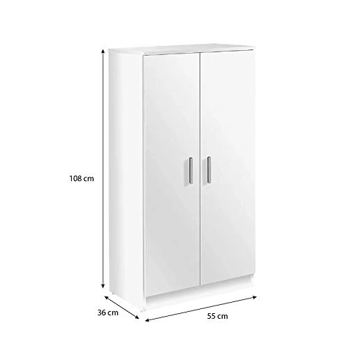Bridge Armadio Multiuso, Armadio Legno 7 Ripiani, Armadio 2 Ante, 108 x 55 x 36 cm, Bianco Bricozone