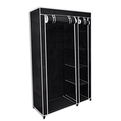 cangzhoushopping Armadio Guardaroba Pieghevole Nero 110 x 45 x 175 cm Arredamento Armadietti e portaoggetti Armadi