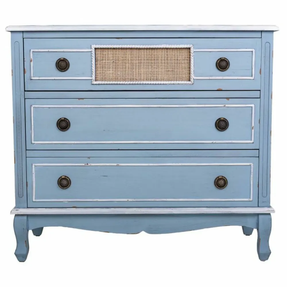 Cassettiera Alexandra House Living Azzurro Rattan Legno di abete Legno MDF 38 x 80 x 90 cm