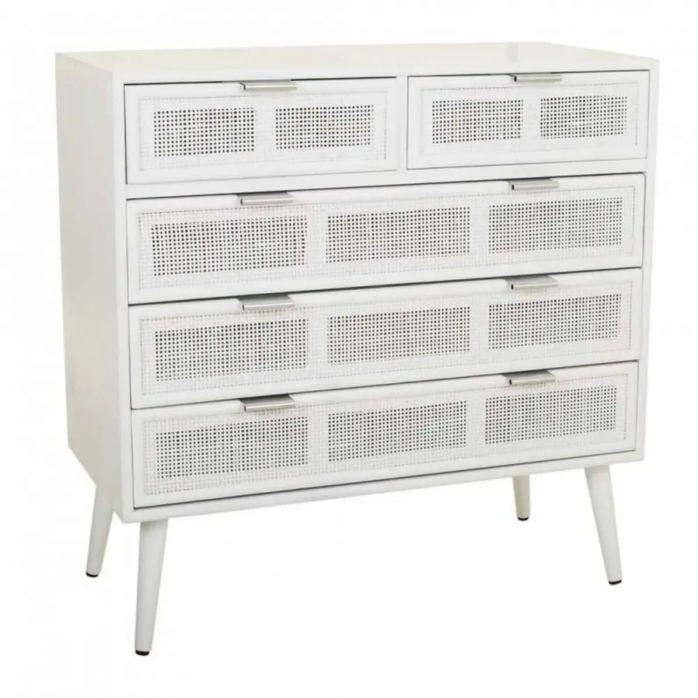 Cassettiera Alexandra House Living Bianco Bambù Legno MDF 39 x 81 x 80 cm
