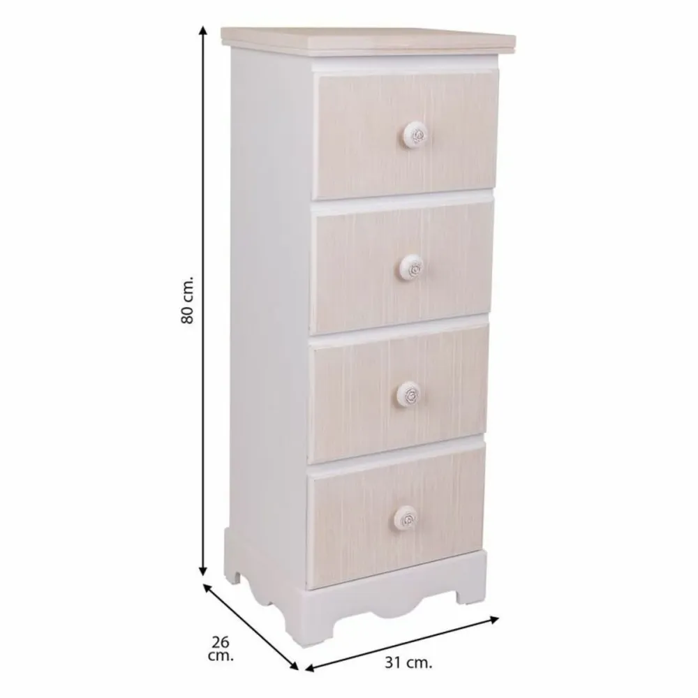Cassettiera Alexandra House Living Bianco Legno MDF 26 x 80 x 31 cm