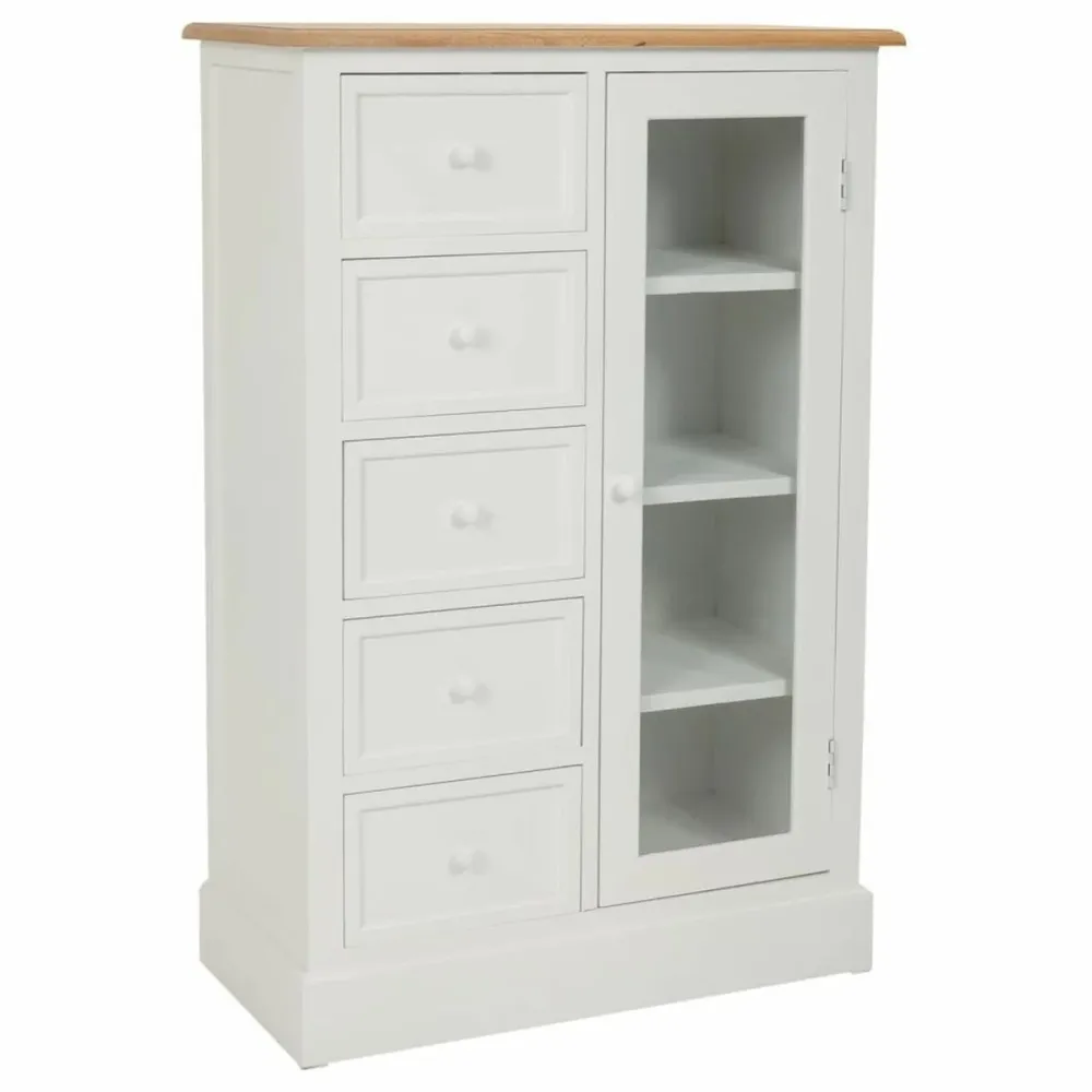 Cassettiera Alexandra House Living Bianco Naturale Legno di paulownia Legno MDF 35 x 110 x 72 cm