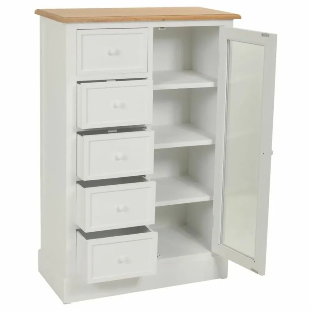 Cassettiera Alexandra House Living Bianco Naturale Legno di paulownia Legno MDF 35 x 110 x 72 cm