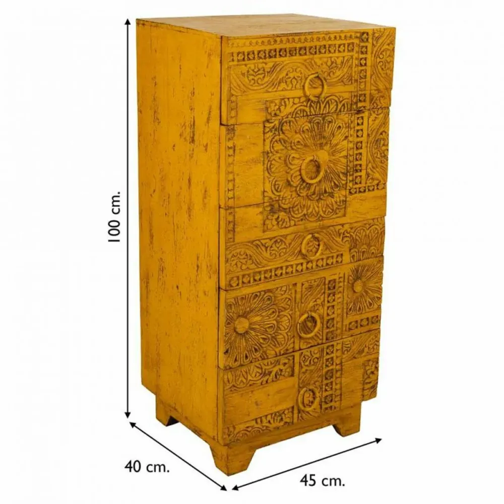 Cassettiera Alexandra House Living Giallo Ferro Legno di mango 40 x 100 x 45 cm