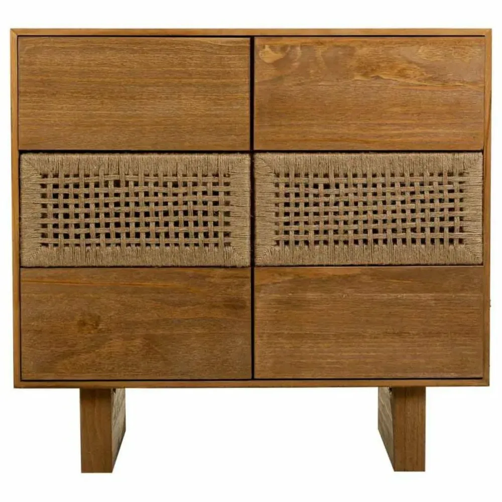 Cassettiera Alexandra House Living Marrone Corda Legno di abete Legno di paulownia 36 x 75 x 80 cm