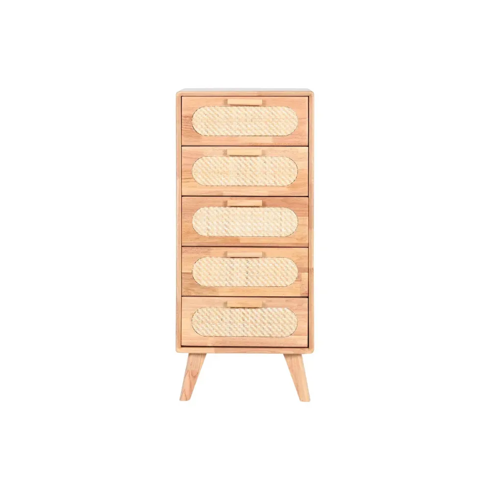 Cassettiera Home ESPRIT Naturale Metallo Legno d'albero della gomma 40 x 30 x 78 cm