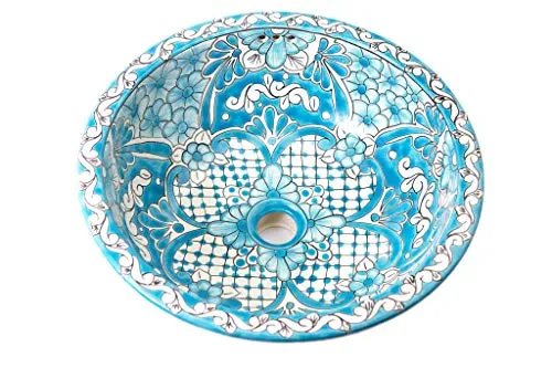 Lorena – Lavabo da incasso dipinto mano – Cerames | Lavabo da incasso 43 x 13 cm | Lavabo per bagno, WC, bagno degli ospiti