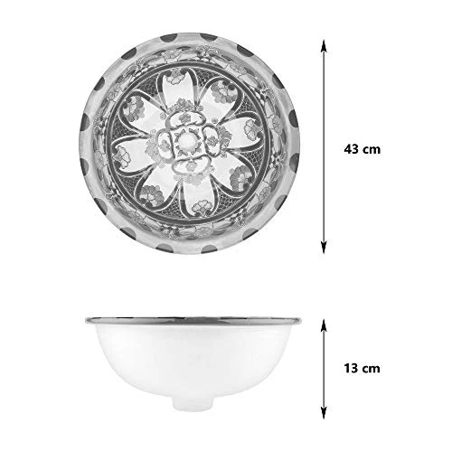 Lorena – Lavabo da incasso dipinto mano – Cerames | Lavabo da incasso 43 x 13 cm | Lavabo per bagno, WC, bagno degli ospiti