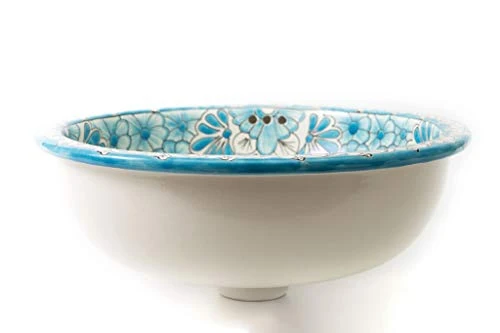 Lorena – Lavabo da incasso dipinto mano – Cerames | Lavabo da incasso 43 x 13 cm | Lavabo per bagno, WC, bagno degli ospiti