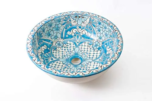 Lorena – Lavabo da incasso dipinto mano – Cerames | Lavabo da incasso 43 x 13 cm | Lavabo per bagno, WC, bagno degli ospiti