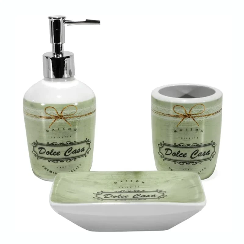 CG94 Set Bagno 3 Pezzi Ceramica Verde
