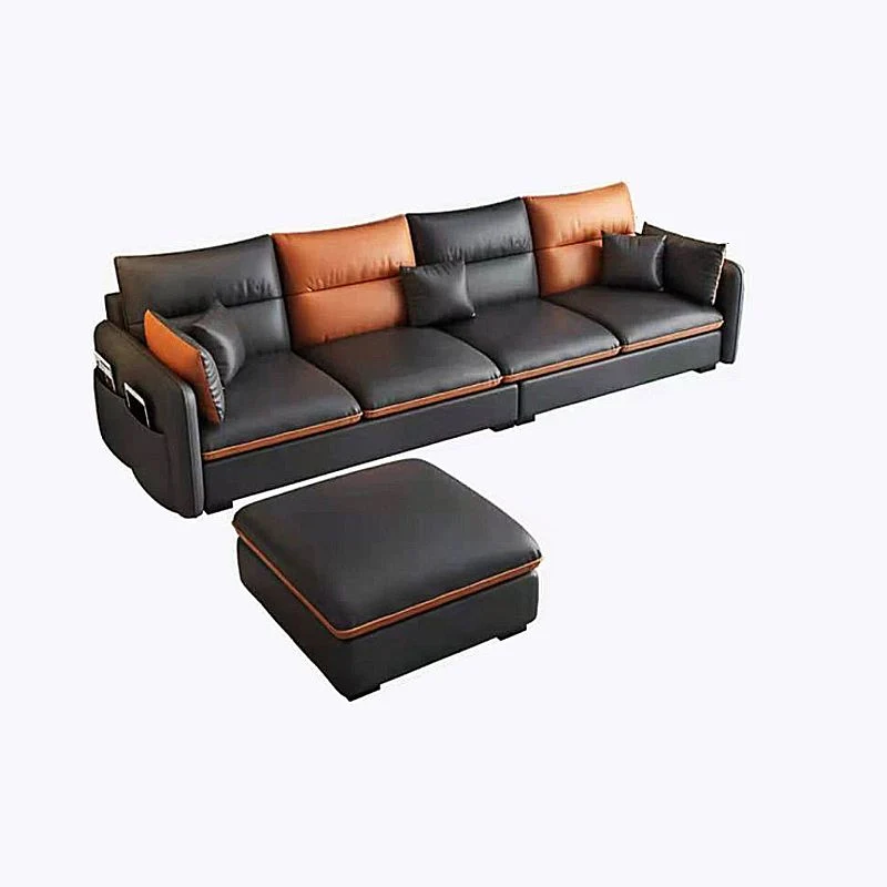 102,4" L √ó 102,4" P √ó 29,53" Braccio dritto sezionale finta pelle con resistente alle macchie Clearhalo