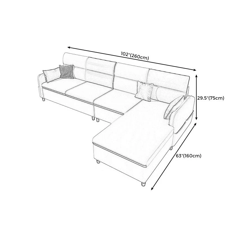 102,4"L √ó 62,99"L √ó 29,53"H Divano e chaise longue componibili ecopelle antimacchia Clearhalo