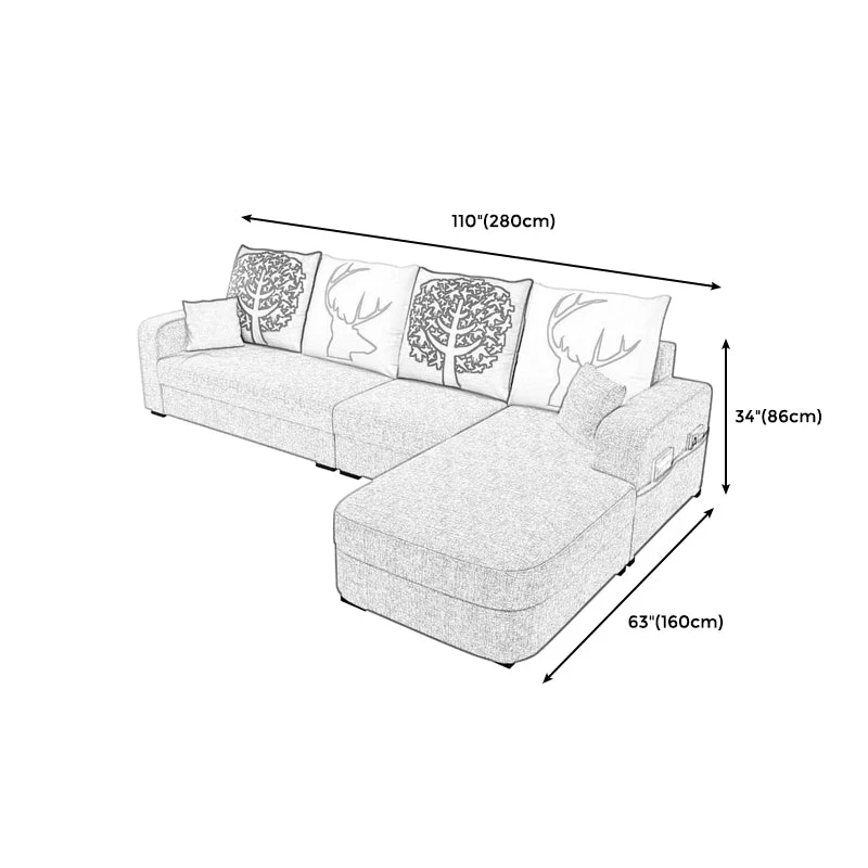 110,24" P x 62,99" L x 33,86" Cuscini rimovibili casual componibili, bracciolo quadrato Clearhalo