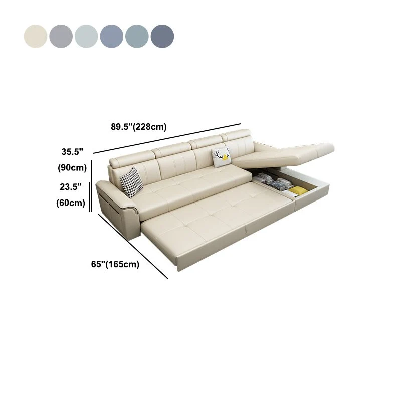 113,39" L x 64,96" P x 35,43" Divano letto e chaise longue Divano con schienale cucito ecopelle Clearhalo