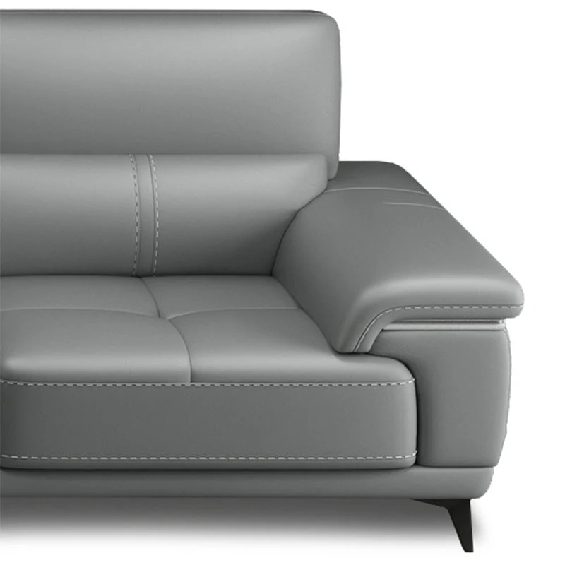 135,83" L x 66,93" P x 36,22" Divano vera pelle e chaise longue con schienale cucito Clearhalo