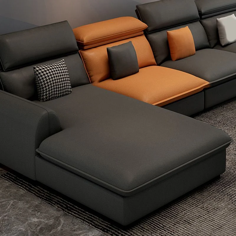 137,8" L√ó 68,90" L √ó 32,68" Divano componibile e chaise longue antimacchia ecopelle Clearhalo