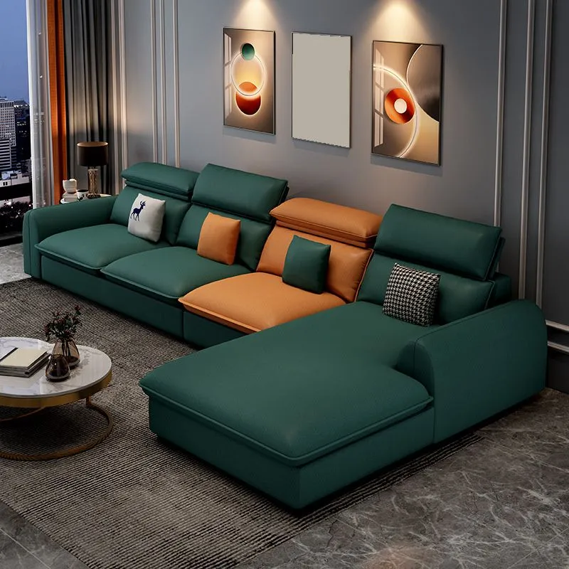 137,8" L√ó 68,90" L √ó 32,68" Divano componibile e chaise longue antimacchia ecopelle Clearhalo