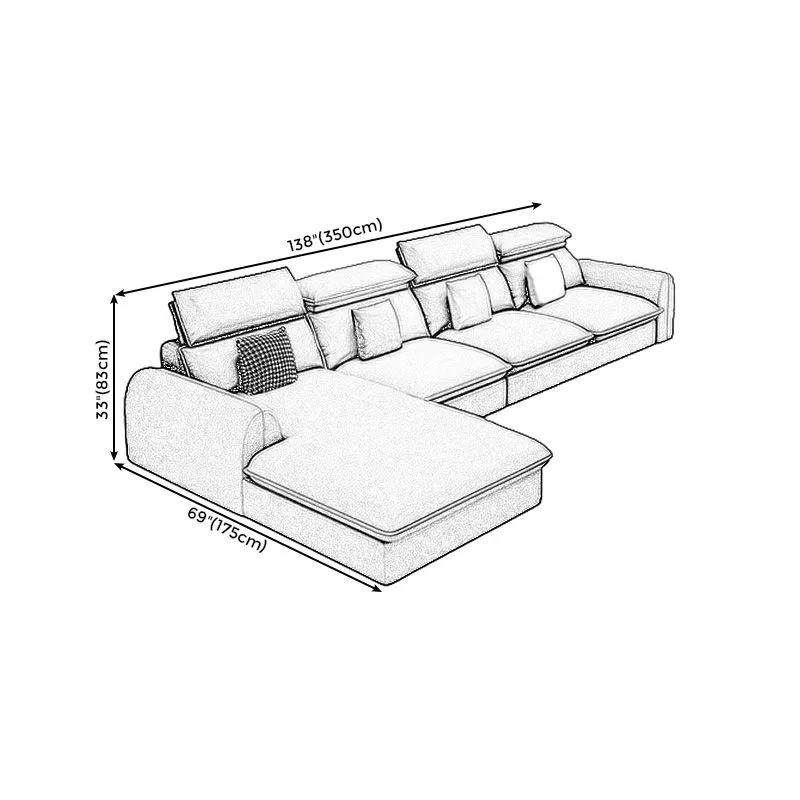 137,8" L√ó 68,90" L √ó 32,68" Divano componibile e chaise longue antimacchia ecopelle Clearhalo