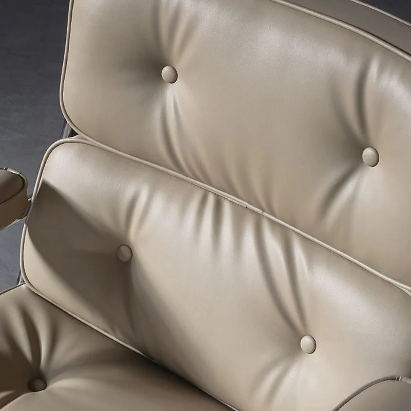 27,16" L x 25,98" L x 36,22" Poltrona vera pelle con ruote per camera da letto Clearhalo