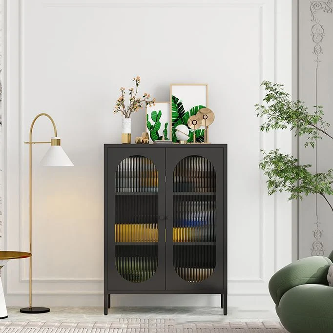 Armadi da soggiorno contemporanei con porte vetro per server da pranzo ferro Clearhalo