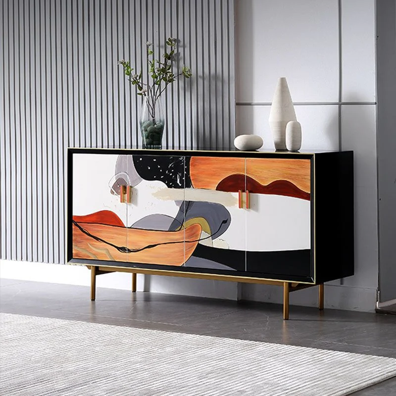 Armadi stile Glam Buffet Stand Credenza finitura rovere con ante Clearhalo