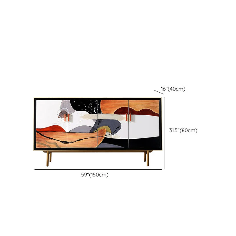Armadi stile Glam Buffet Stand Credenza finitura rovere con ante Clearhalo
