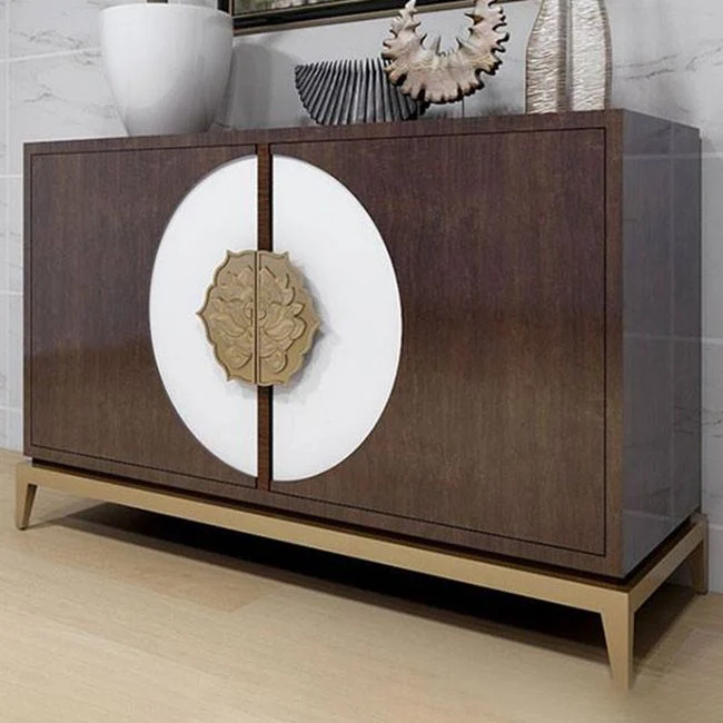 Armadietti stile glamour Credenza buffet legno massello con 2 ante Clearhalo