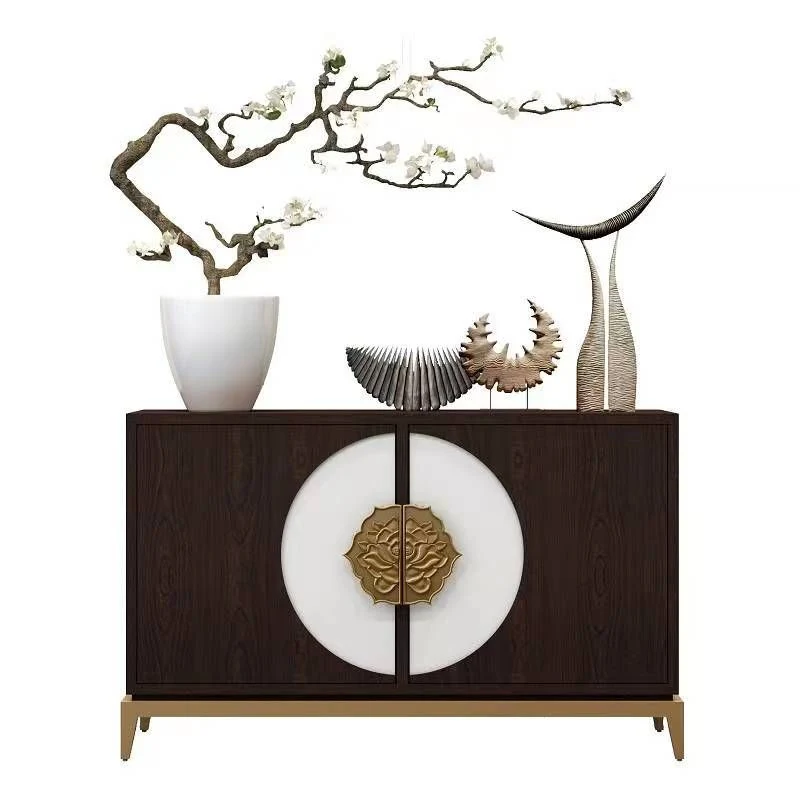 Armadietti stile glamour Credenza buffet legno massello con 2 ante Clearhalo