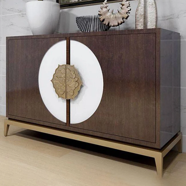 Armadietti stile glamour Credenza buffet legno massello con 2 ante Clearhalo
