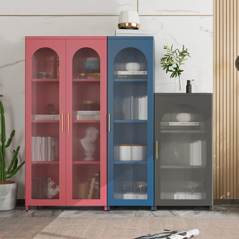Armadietto da buffet moderno metallo con ante vetro per camera da letto Clearhalo