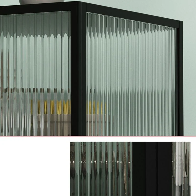 Armadietto industriale per curiosità Armadietto portaoggetti con ante vetro e metallo per camera da letto Clearhalo