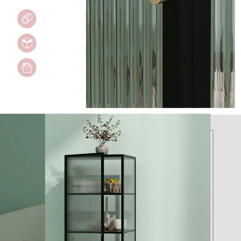 Armadietto industriale per curiosità Armadietto portaoggetti con ante vetro e metallo per camera da letto Clearhalo