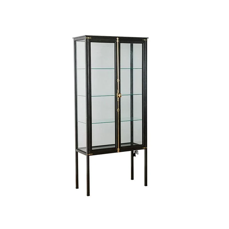 Armadietto moderno Curio con ante vetro e metallo, con illuminazione Clearhalo