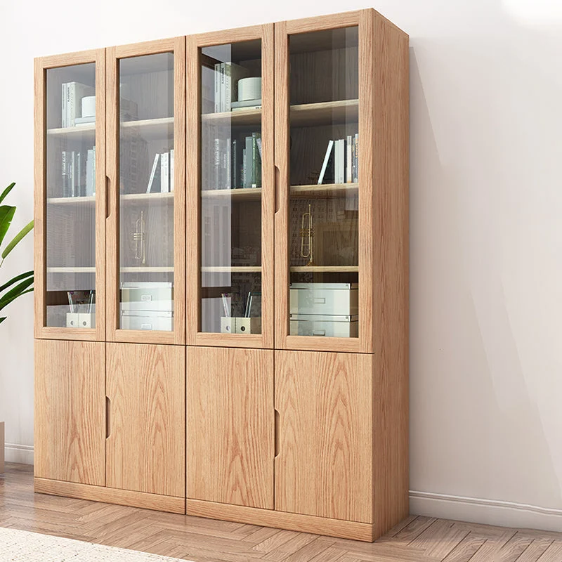 Armadietto portadocumenti moderno con struttura legno e ante vetro Clearhalo