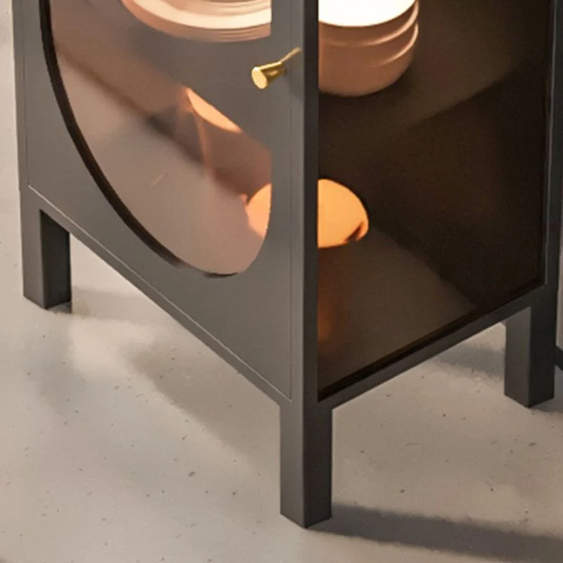 Armadietto portaoggetti moderno standard con ante vetro e metallo per soggiorno Clearhalo