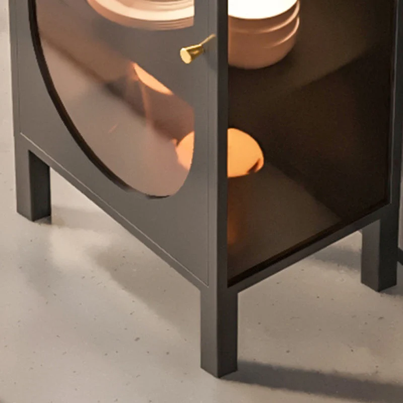 Armadietto portaoggetti moderno standard con ante vetro e metallo per soggiorno Clearhalo